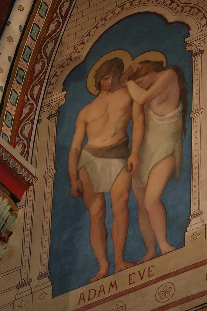 Hippolyte Flandrin - Murales dell'Abbazia di Saint, Germain, des, Prés, Adamo ed Eva